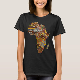 Africa Map Kente Cloth Black History Month Afro Af T-Shirt