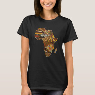 Africa Map Kente Cloth Black History Month Afro Af T-Shirt