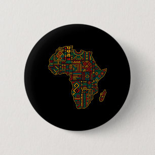 Africa Map Kente Juneteenth African American Black 6 Cm Round Badge