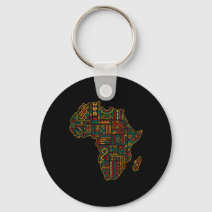 Africa Map Kente Juneteenth African American Black Key Ring
