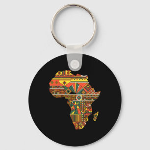 Africa Map Kente Juneteenth African American Black Key Ring