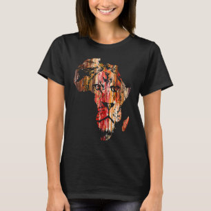 Africa Map Lion Head Face African Safari Wildlife  T-Shirt