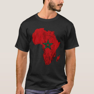 Africa Map Outline Moroccan Flag Morocco Travel T-Shirt