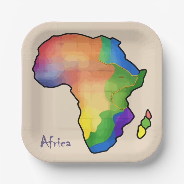 Africa Map Paper Plate (Front)