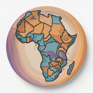 Africa Map Paper Plate