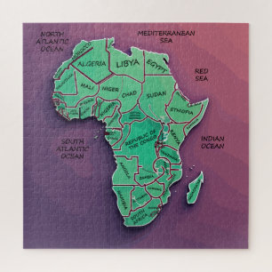 Africa Map Purple Jigsaw Puzzle