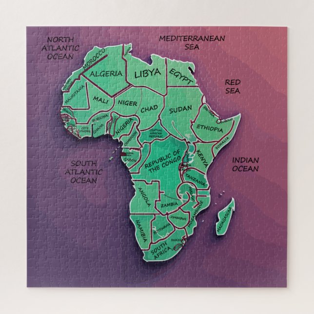 Africa Map Purple Jigsaw Puzzle (Vertical)