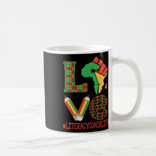 Africa Map Raised Fist Love Literacy Coach Life Ed Coffee Mug