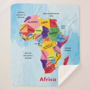 Africa Map Sherpa Blanket