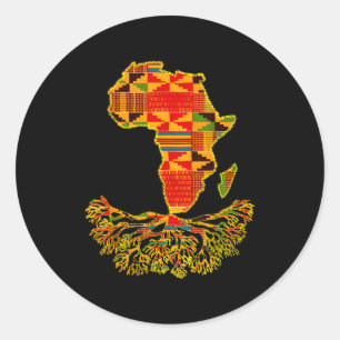 Africa Map Traditional Kente Cloth African Roots C Classic Round Sticker