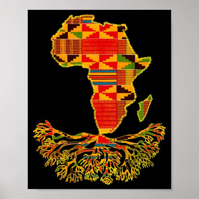 Africa Map Traditional Kente Cloth African Roots C Poster (Front)