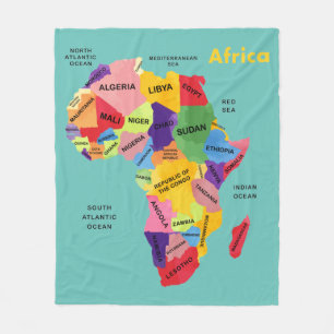 Africa Map watercolor Artwork Fleece Blanket