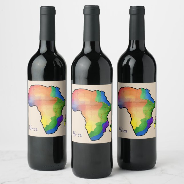 Africa Map Wine Label (Bottles)