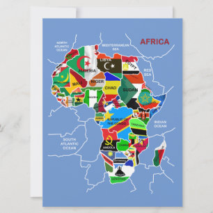 Africa Map with flags Flat Card