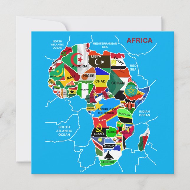 Africa map with flags holiday card (Front)