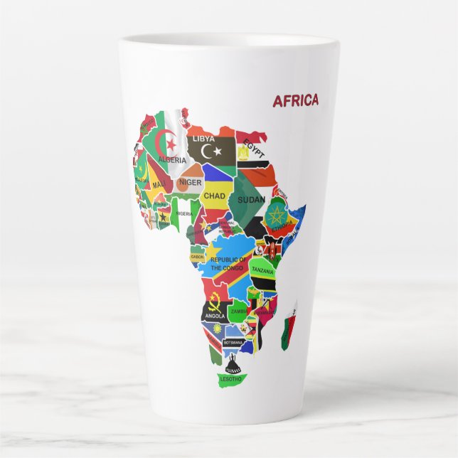 Africa map with flags latte mug (Front)