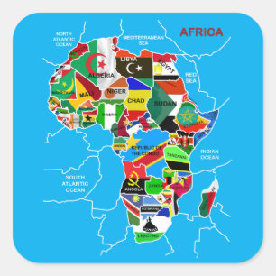 Africa map with flags square sticker