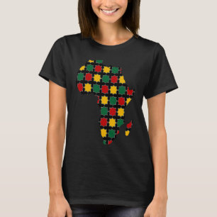 Africa Map with Green Yellow and Red Colors T-Shirt