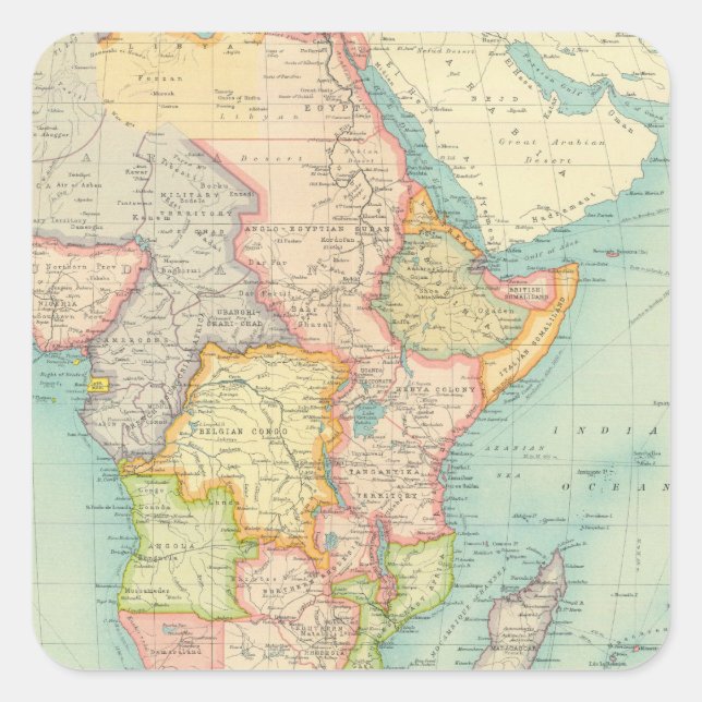 Africa Map with shipping routes Square Sticker (Front)