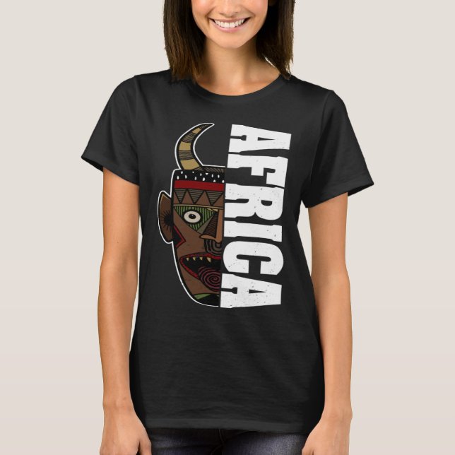 Africa Mask African Afro History Reggae Melanin T-Shirt (Front)