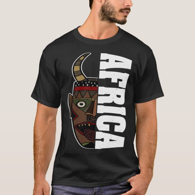 Africa Mask African Afro History Reggae Melanin T-Shirt (Front)
