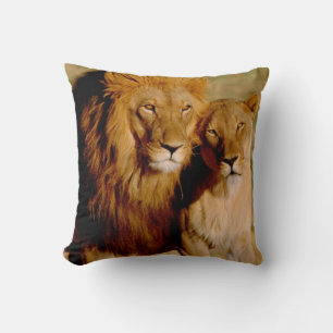 Africa, Namibia, Okonjima. Lion & lioness Cushion