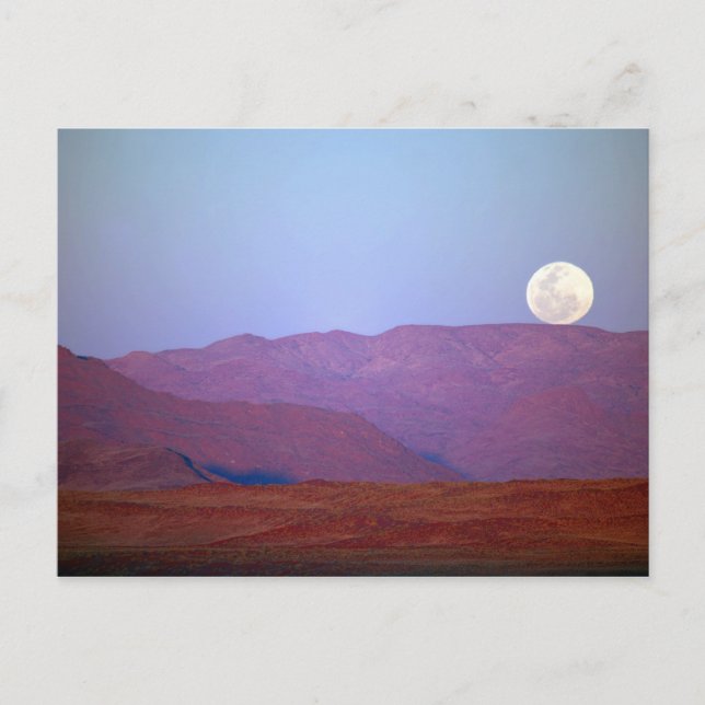 Africa, Namibia, Sossusvlei. A full moon rests Postcard (Front)