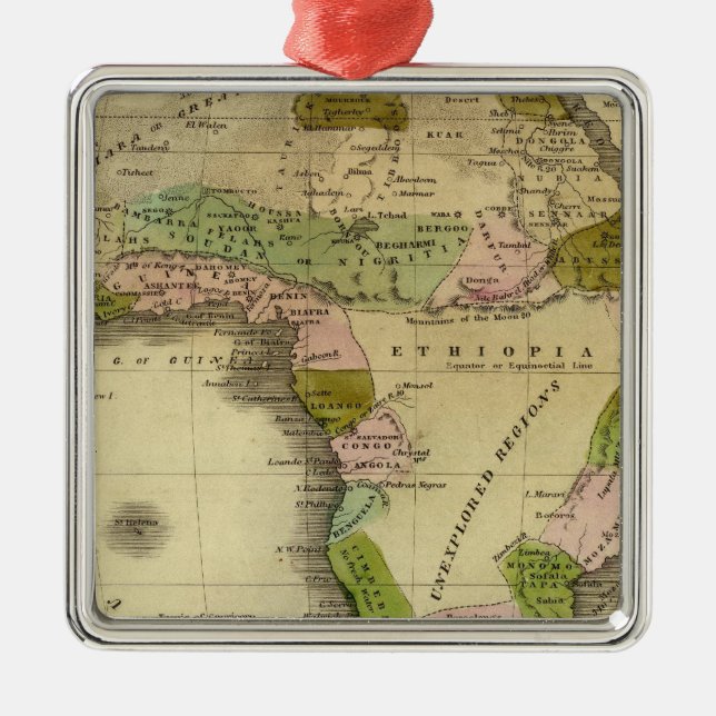Africa Olney Map Metal Tree Decoration (Front)