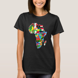 Africa Pride African Continent Map With Flags For T-Shirt