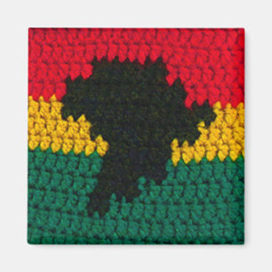 Africa Red Gold Green Black Map Crochet Print on Magnet