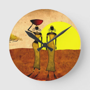 Africa retro vintage style gifts 24 round clock