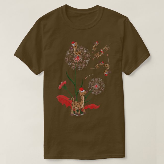 Africa Safari Animal Lover Xmas Christmas Dandelio T-Shirt (Design Front)