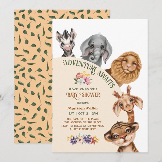 Africa Safari Baby Shower Invitation (Front/Back)