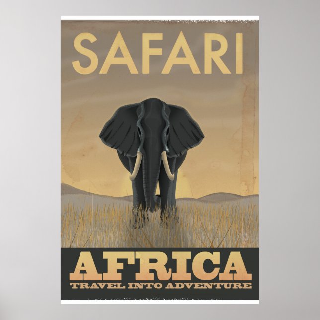 Africa Safari Elephant travel poster (Front)