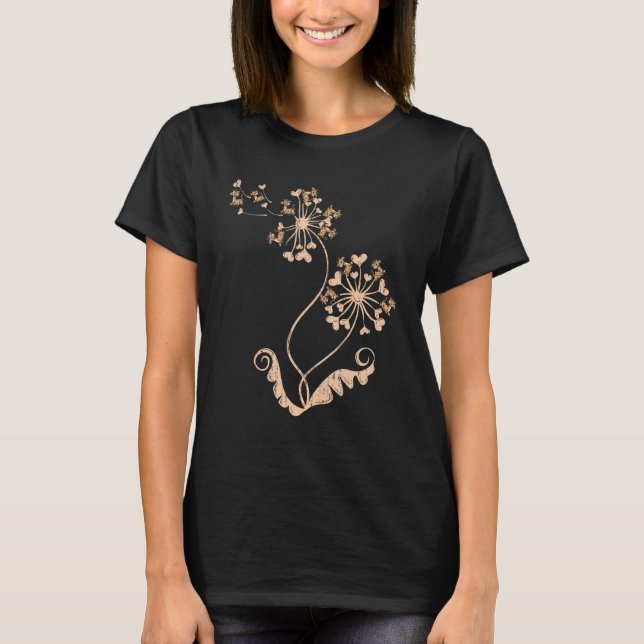 Africa Safari Zoo Animal  Hearts Dandelion Giraffe T-Shirt (Front)