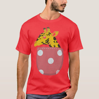 Africa Safari Zoo Animal Lover Cute Pocket Giraffe T-Shirt