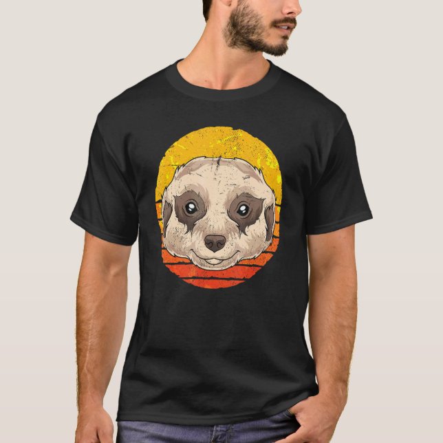 Africa Safari Zoo Animal  Retro Meerkat T-Shirt (Front)