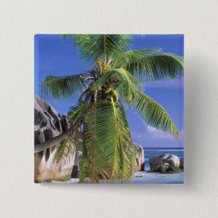 Africa, Seychelles, La Digue Island. Granite 2 15 Cm Square Badge