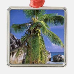 Africa, Seychelles, La Digue Island. Granite 2 Metal Tree Decoration