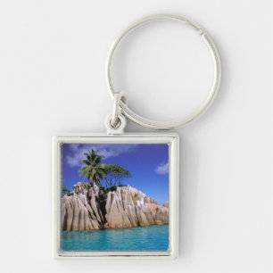 Africa, Seychelles, La Digue Island. Granite Key Ring