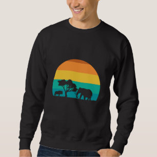 Africa Sunset With Elephant And Gnu Retro Sweatshirt