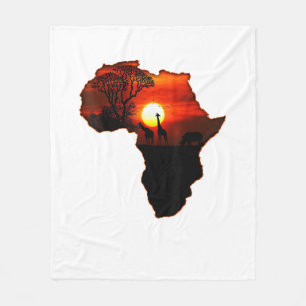 Africa T Shirt Map Of Africa Tee South African Sun Fleece Blanket