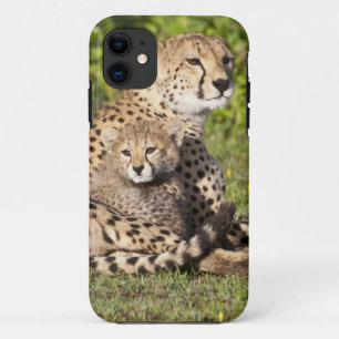Africa. Tanzania. Cheetah mother and cubs 2 iPhone 11 Case