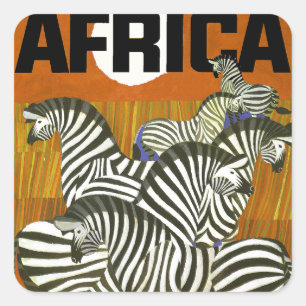 Africa Travel Poster with Zebras Square Sticker