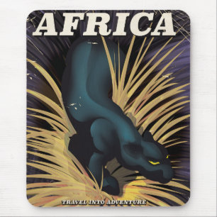 Africa vintage big cat travel poster mouse pad
