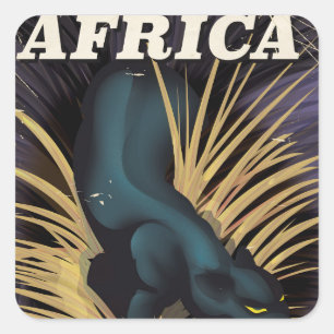 Africa vintage travel poster print square sticker