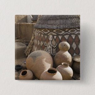 Africa, West Africa, Ghana, Sirigu. Handcrafted 15 Cm Square Badge