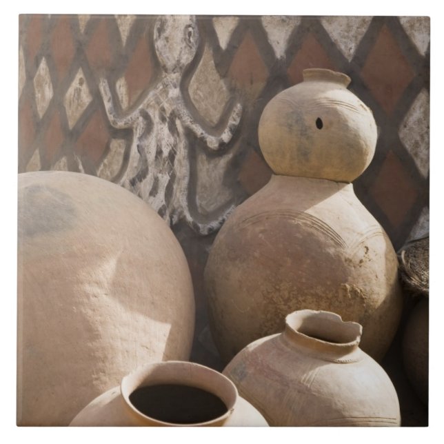 Africa, West Africa, Ghana, Sirigu. Handcrafted 2 Ceramic Tile (Front)