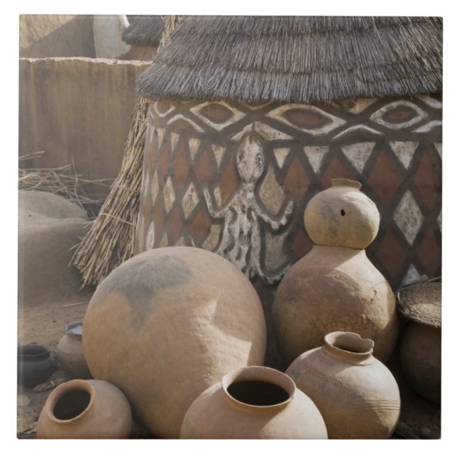 Africa, West Africa, Ghana, Sirigu. Handcrafted Ceramic Tile (Front)