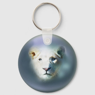 Africa White Lion Blue Eyes Key Ring